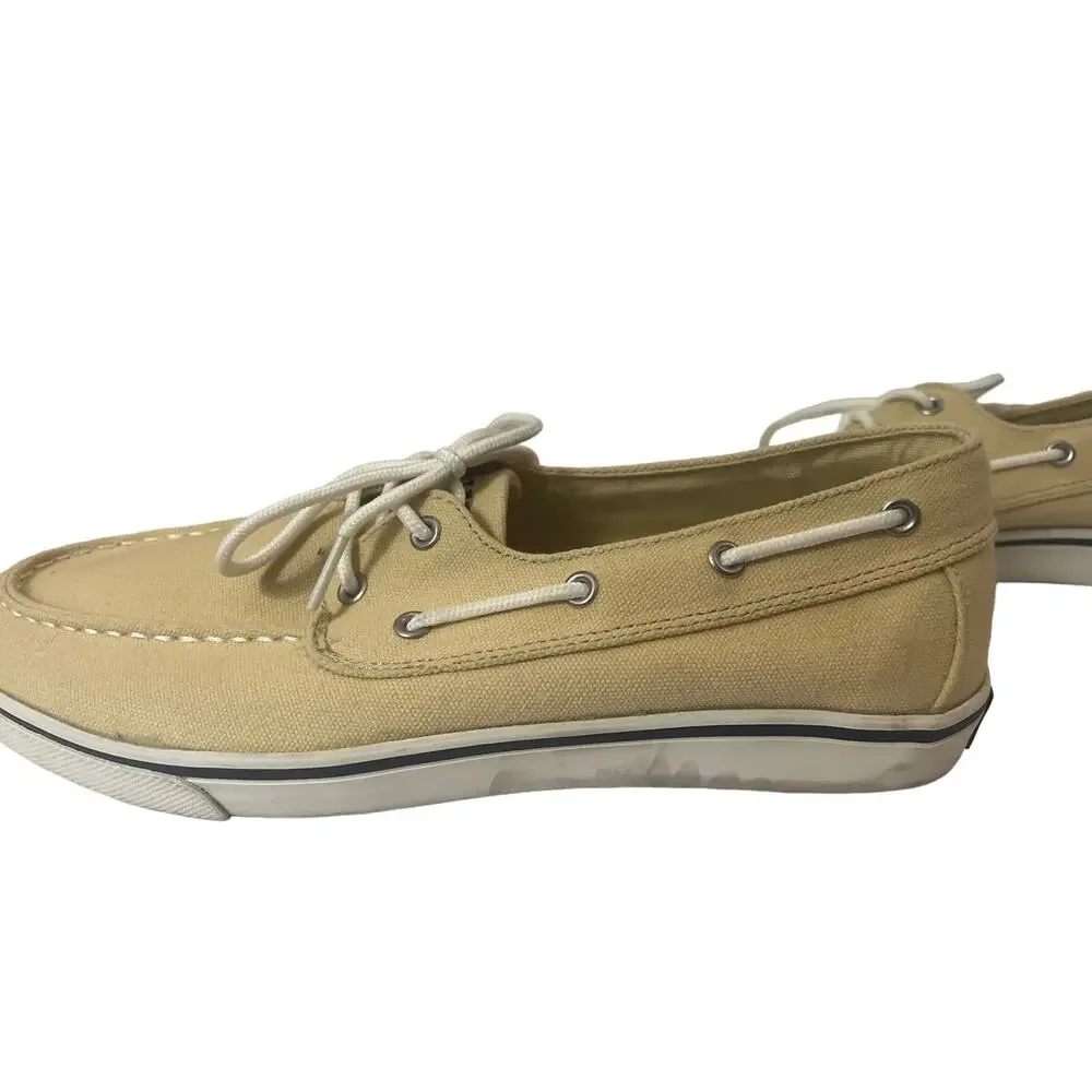 US Polo Assn Mens‎ Canvas Boat Shoes Tan Beige Deck Nautical Old Money Summer